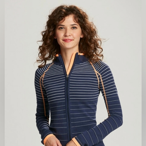 Cutter & Buck Jackets & Blazers - Annika by Cutter & Buck Stripe Moisture Wicking Drytec Technical Zip Sweater